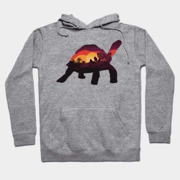 Minimalistic Paper Craft Digital Art - Sunset Tortoise Hoodie by JP